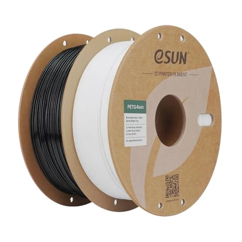 Zeitlich begrenztes Angebot: eSUN PETG Basic Filament 1.75mm, Hohe Zähigkeit, 1KG (2.2 LBS) pro Spule, 2 Rollen Druckmaterial für 3D Drucker, Schwarz + Weiß von 78.99 € auf 15.19 € (80.77% Rabatt)