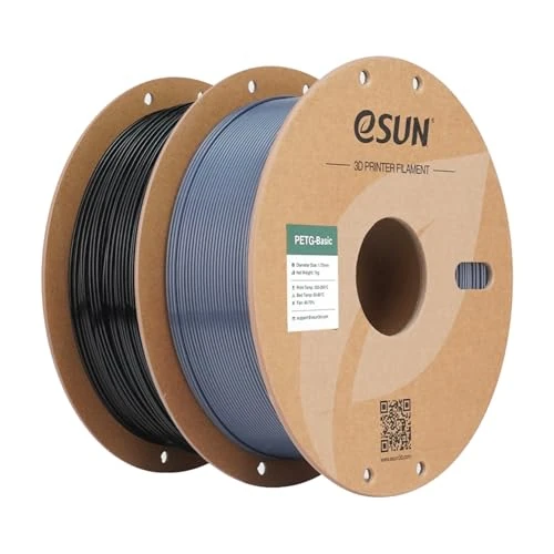 Limited offer: eSUN PETG Filament 1.75mm, High Toughness, 1KG (2.2 LBS) per Spool, 2 Reels Printing Materials for 3D Printers,Black+Grey from 33.99 EUR to 17.01 EUR (save 50%)