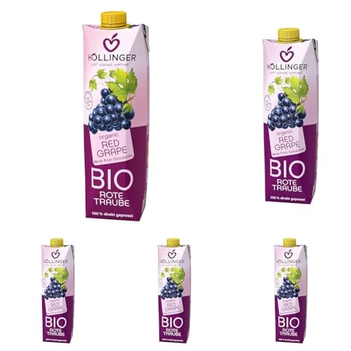 Offerta a tempo: Höllinger BIO Succo d'uva rossa, 100% Biologico, dalle migliori uve italiane, Spremuto direttamente, 1L, 1 pezzo (Confezione da 5) - 0% da 21.45 € a 21.45 €