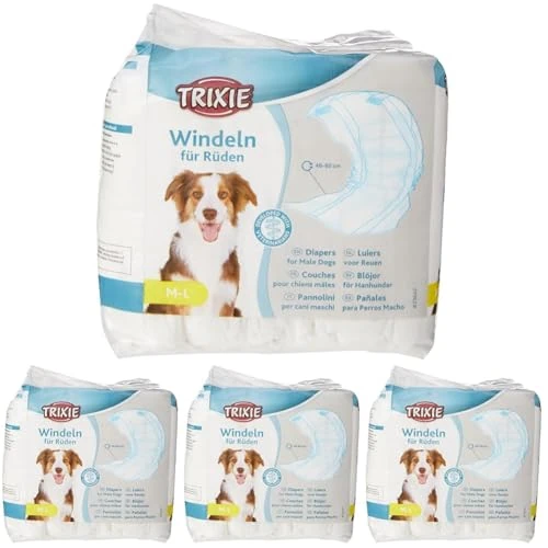 Offerta a tempo: Trixie 23642, Pannolini a fascia per cani maschi, M-L (46-60 cm), un pacco con 12 pezzi (Confezione da 4) - 43% da 39.96 € a 22.76 €