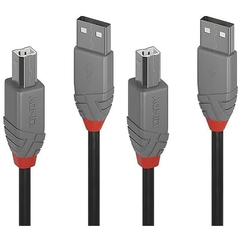 Offerta a tempo: Lindy - Cavo USB 2.0 Tipo A a USB Tipo B, Cavetto USB Anthra Line 2 Metri, Tipo Maschio A/B, Velocità di Trasferimento Dati Speed Fino a 480Mbps per Tastiera, Stampante, Fotocamera, Hard Disk - 43% da 20.84 € a 11.98 €