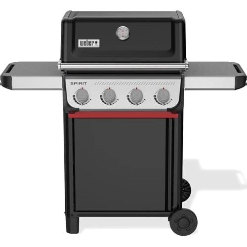 Weber Spirit E-410 barbecue a gas, 4 bruciatori, 51 x 46 cm superficie di cottura, griglia di mantenimento, termometro integrato, 2 ruote - Nero/Argento (1500888)