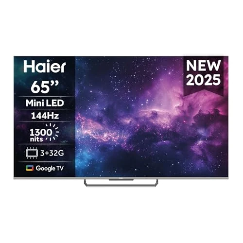 Oferta limitada: Haier QD MiniLED 4K UHD H65M90EUX 65 Pulgadas, Smart TV, Google TV, Dolby Atmos y Dolby Vision, 144 Hz, HDR 10, Bluetooth 5.1, DBX TV, HDMI 2.1 x 4, Sin Marcos, 2024 de 899.00 EUR a 899.00 EUR (ahorro 0%)
