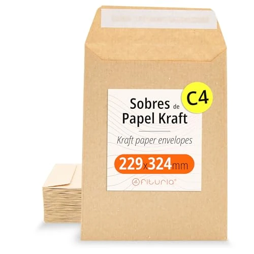 Offre limitée : Enveloppes Kraft, avec bande de silicone pour invitations ou sachets-cadeaux pour invités lors de mariages, communions ou baptêmes. Enveloppes pour bijoux ou graines - Ofituria (229x324mm, 500 env.) de 111.09 € à 111.09 € (0.00% de remise)