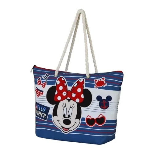 Zeitlich begrenztes Angebot: Disney Minnie Maus Summer-Soleil Strandtasche, Blau, 52 x 37 cm von 20.60 € auf 18.79 € (9% Rabatt)