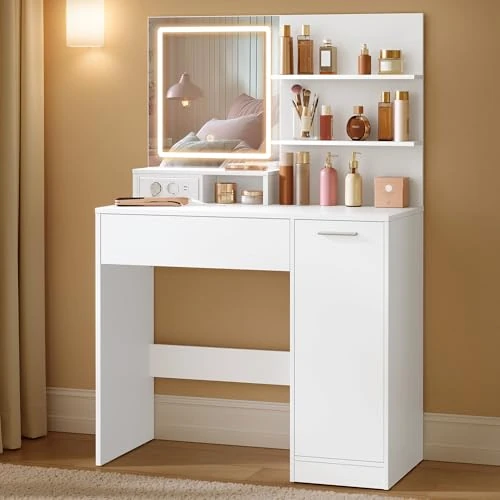 Offerta a tempo: VASAGLE Toeletta, Tavolo da Trucco con Specchio Grande, Bianco Nuvola - 15% da 99.99 € a 84.99 €