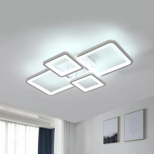 Tijdelijke aanbieding: DELIPOP LED Plafondlamp, 56W 6300LM Modern Vierkant Ontwerp Plafondlamp, Witte Acryl Slaapkamer Kroonluchter voor Woonkamer Eetkamer, 6500K Koel Wit Licht van 54.99 EUR naar 54.99 EUR (korting 0%)