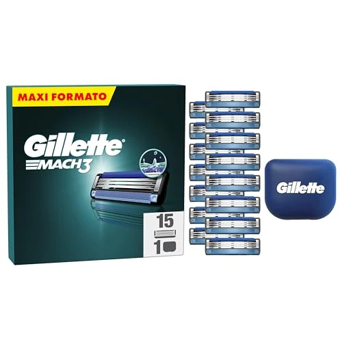 Begrenztes Angebot: Gillette Mach3 Rasierklingen, 15 ORIGINAL Ersatzklingen, Klingen für Herren mit Gleitstreifen für ein sanftes Gleiten und NEUER Klingenbeschichtung — Inkl. Reiseschutzkappe von 37.99 EUR auf 37.99 EUR (Rabatt 0%)