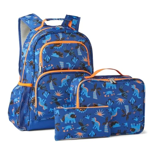 Oferta limitada: Amazon Essentials Juego de Mochila Escolar con Bolsa para el Almuerzo y Estuche, Mochila Estudiantil Resistente con Múltiples Bolsillos, Paquete de Material Escolar, Azul Marino, Juego de 3 Piezas de 26.54 € a 23.94 € (ahorro 10%)