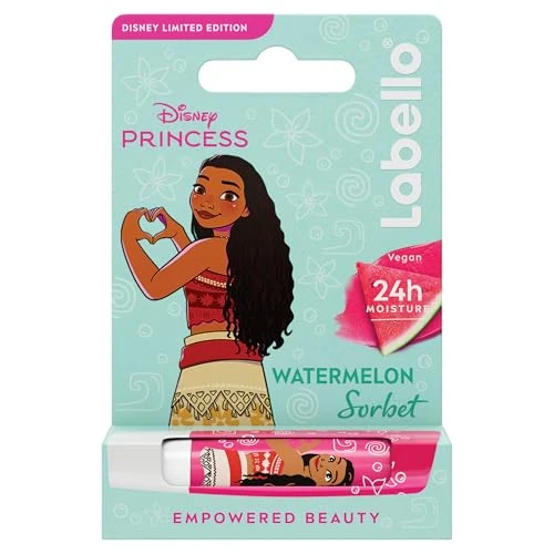 Labello Disney Princess Limited Edition Watermelon Shine 4,8 g, kolorowy balsam do usta, nawilżający 24 h