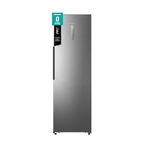 Hisense RL3K370SAIE Kühlschrank, 1 Tür, Freiinstallation, Class E, 372 l, Höhe 185,6 cm x Breite 59,5 cm, Farbe Edelstahl, Kitchen Fit, Bodenbelüftung, Türöffnung 90°, Metal-Tech Cooling