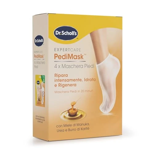 Offerta a tempo: Dr. Scholl's Maschera Piedi con Miele di Manuka per Talloni Screpolati e Secchi, Calzini Idratanti per Piedi più Morbidi e Lisci in 20 Minuti, Calzino e Confezione Riciclabili, 4 Paia - 9% da 13.90 € a 12.59 €