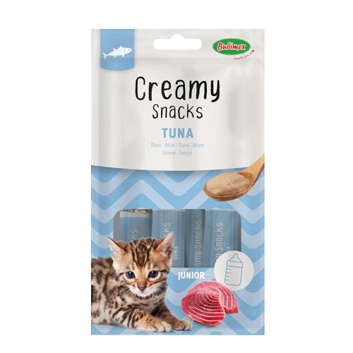 Offerta a tempo: Bubimex - Creamy Snacks Tonno - Dolcetti Crema Leccare per Gatti - Texture Liscia, Ontuosa e appetitosa - Stimola l'appetito e favorisce l'idratazione - 4 x 15 g - 0.00% da 4.19 € a 4.19 €