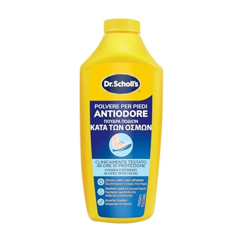 Offerta a tempo: Dr. Scholl's Polvere Antiodore per i Piedi con Tecnologia Sweat Max, Mantiene Piedi e Scarpe Freschi e Asciutti, Riduce l'Umidità dei Piedi, Elimina e Protegge dagli Odori - 27% da 5.99 € a 4.39 €