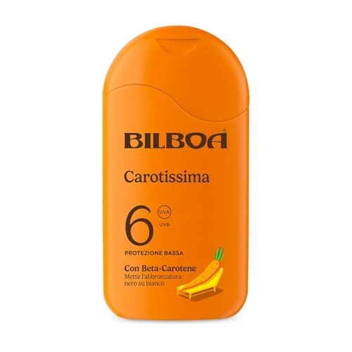 Begrenztes Angebot: Bilboa Carotissima, Solar LSF 6, Körperbräuner, Formel mit Betakarotin, Bräunung Schwarz auf Weiß, wasserfest, dermatologisch getestet, 200 ml von 13.30 EUR auf 13.30 EUR (Rabatt 0%)