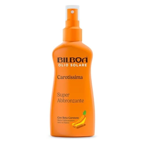 Offerta a tempo: Bilboa, Carotissima, Olio Solare Spray Super Abbronzante, Acceleratore di Abbronzatura con Betacarotene Potenziato, Adatto a Pelli Scure o Abbronzate, Resistente all’Acqua, 200 ml - 38% da 10.39 € a 6.41 €