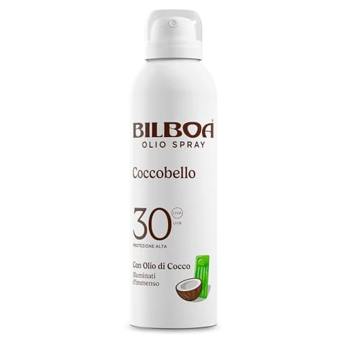 Offerta a tempo: Bilboa, Coccobello, Olio Solare Spray SPF 30, Protezione Solare con Olio di Cocco e Vitamina E, Illumina e Protegge, Resistente all’Acqua, 200 ml - 50% da 15.49 € a 7.77 €