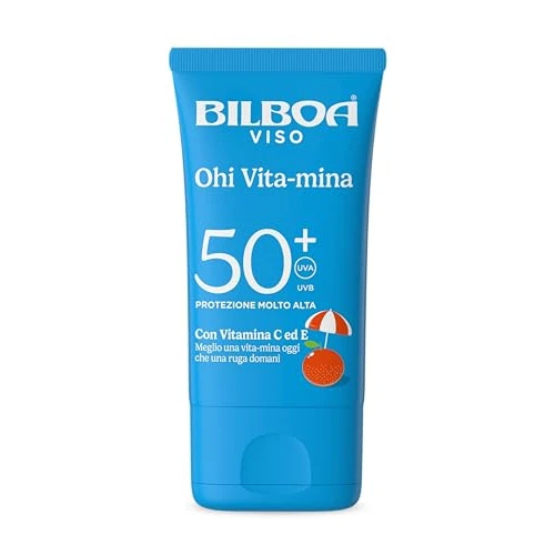 Bilboa Ohi Vita-mina crema viso SPF 50+, con Multivitamina, Meglio una Vita-Mina Oggi che una Ruga Domani, Dermatologicamente Testato - 40 ml