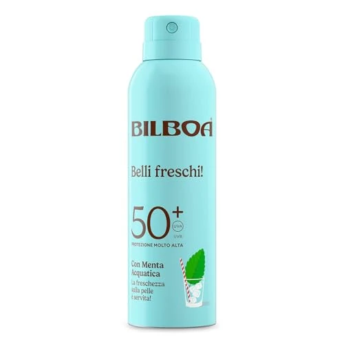 Offerta a tempo: Bilboa Belli Freschi Protezione Solare SPF 50+,con Menta Acquatica, La Freschezza sulla Pelle è Servita, Resistente all'Acqua, Dermatologicamente Testata, 150 ml - 6% da 15.49 € a 14.60 €