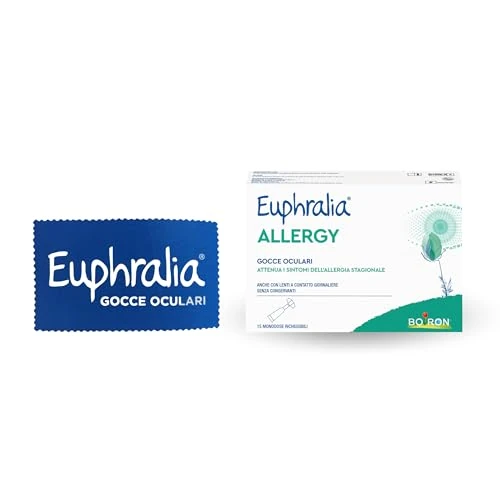 Offerta a tempo: Euphralia Allergy - Gocce Oculari, Allergia, Congiuntivite Allergica, Fastidio Oculare, con Acido laluronico e Vitamina B12 - Confezione da 15 Monodose Richiudibili + Panno Occhiali - 17% da 16.20 € a 13.41 €