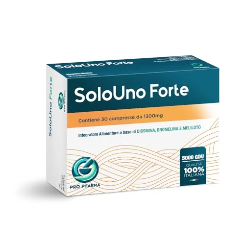 Offerta a tempo: SoloUno® Forte – Integratore con Bromelina 5000 GDU ed Estratti Vegetali – con Diosmina, Vite Rossa, Centella Asiatica, Ippocastano e Meliloto – 30 compresse – Made in Italy - 30% da 22.99 € a 15.99 €