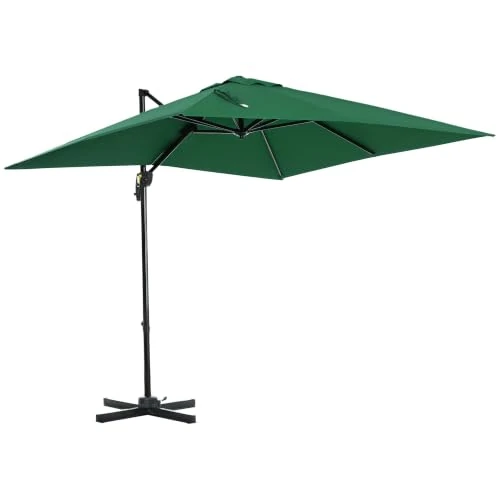 Offerta a tempo: Outsunny Ombrellone da Giardino Regolabile 360° 2.5x2.5 m Verde - 59% da 116.95 € a 47.97 €