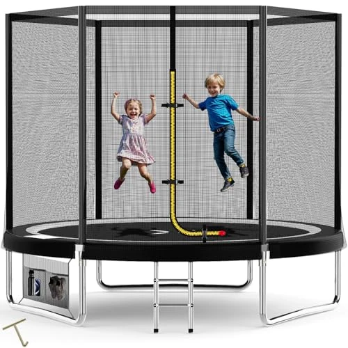 Offerta a tempo: Devoko Trampolino Elastico per Adulti e Bambini, Tappeto Elastico da Giardino Ø 183/228/305/366/427 cm | Set Completo con Rete di Sicurezza, Scaletta, Copertura, Rete per Scarpe,150 kg(Nero) - 9% da 186.72 € a 169.99 €