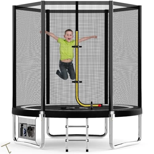 Offerta a tempo: Devoko Trampolino Elastico per Adulti e Bambini, Tappeto Elastico da Giardino Ø 183/228/305/366/427 cm | Set Completo con Rete di Sicurezza, Scaletta, Copertura, Rete per Scarpe,50 kg(Nero) - 6% da 126.98 € a 119.71 €