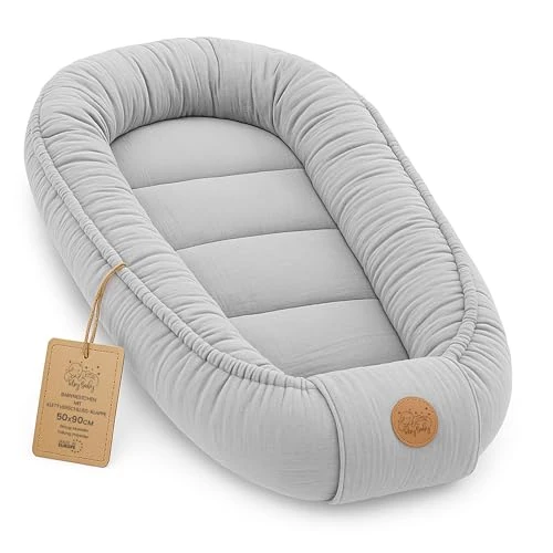 Offre limitée : Mousseline Réducteur de Lit Bébé 90x50cm en Coton Cocon polyvalent pour Nid d'Ange Couffin et Naissance pratique et léger idéal pour le transport parfait pour filles et garçons Gris de 55.99 EUR à 55.99 EUR (remise 0%)