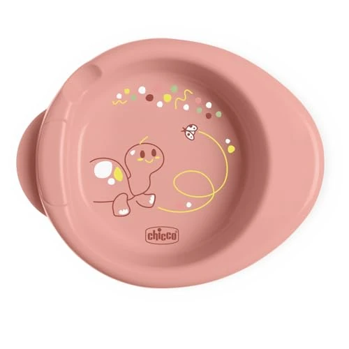 Chicco Warmy Plate, Plato Térmico para Bebés y Niños, Plato Térmico para Comida con Depósito de Agua Caliente, Platillo Destete con Base Antideslizante y Diseño Ergonómico, 0% BPA, 6+ Meses, Rosa