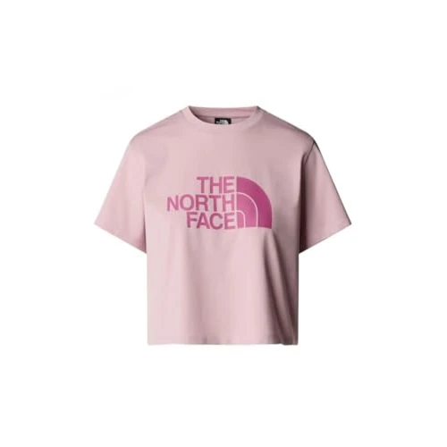 The North Face NF0A8A6HA1O W S/S Easy Relaxed Cropped tee T-Shirt Mujer Metal Pink/Cyber Berry Tamaño XL