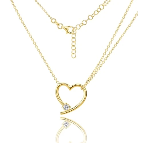 Oferta limitada: MIORE Collar Mujer de Plata de Ley 925 Bañado en Oro de 18K 750, Collar Corazón, Colgante Corazón Circonita y Cadena de 45 cm (Extensión de 4 cm) Hecho a Mano en Italia, Joyas Dorados con Joyero de 59.00 EUR a 47.20 EUR (ahorro 20%)