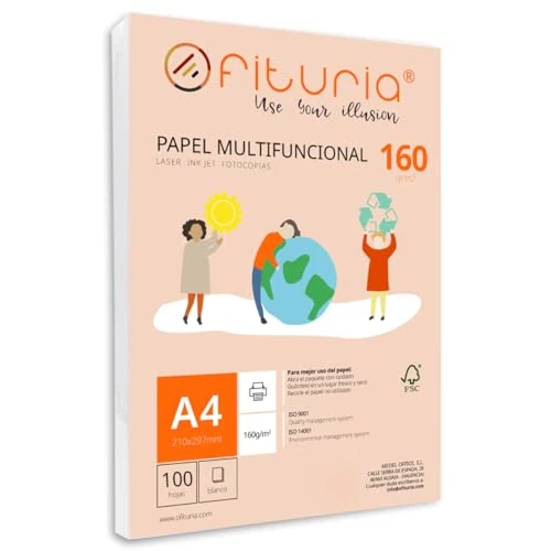 Offerta a tempo: Risma di carta A4 de 160gr con 100 fogli bianchi, carta per stampante multifunzionale ideale per uso scolastico e ambienti lavorativi. Perfetta per stampanti laser, iniezione o fotocopiatri – Ofituria - 31% da 11.95 € a 8.30 €