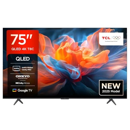 Beperkte aanbieding: TCL 75T8C 75 inch QLED 4K HDR Ultra HD TV, Smart TV aangedreven door Google TV (Dolby Vision & Atmos, 144Hz Motion Clarity Pro, FreeSync, Onkyo 2.1 geluid, Voice Control) van 1349.21 EUR naar 1349.21 EUR (besparing 0%)