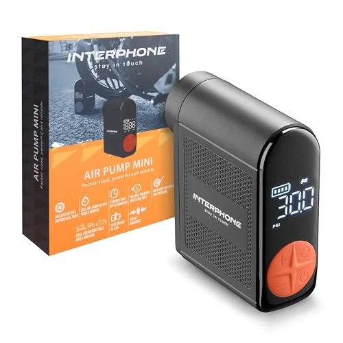 Oferta limitada: INTERPHONE Air Pump Bomba de aire mini, compresor aire para motos, coches y bicis, hinchador eléctrico portátil y recargable que infla 4 neumáticos en 4 minutos cada uno, más de 6 meses de stand-by de 44.95 € a 34.29 € (ahorro 24%)