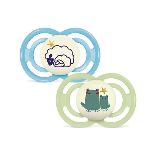 MAM Perfect Night Confezione Doppia Succhietto 16+ Mesi (Set da 2), Ciuccio MAM 16 36 mesi silicone che si illumina al buio, Kit da 2 accessori neonato per lo sviluppo orale con porta ciuccio, Verde