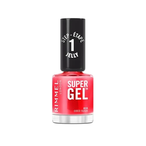 Rimmel Super Gel Jelly Gloss, 010 Coco Suga, Vernis à ongles longue tenue, Application facile, Manucure effet gel, Résistant aux éclats, Formule clean, 12 ml