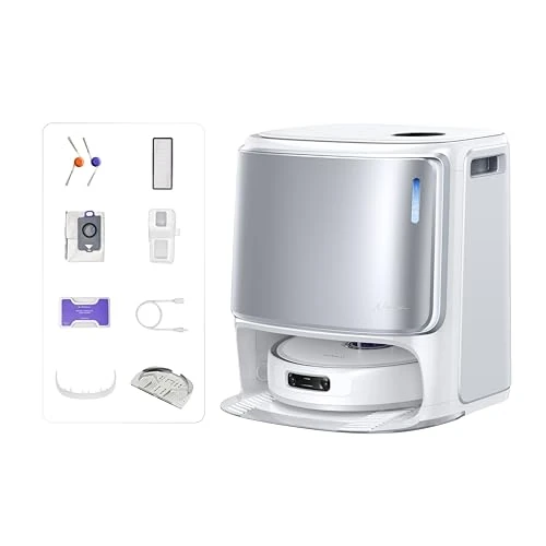 NARWAL Freo Z10 Ultra Robot Odkurzacz i Scrub - moc 18000 Pa, inteligentne czyszczenie, system zapobiegający splątaniu, dynamiczne szorowanie, separacja odpadów stałych/cieczy, kolor srebrny