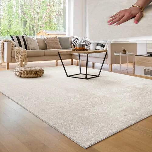 Oferta limitada: Paco Home Alfombra Moderna y Suave para Salón a Pelo Corto Lavable Fluffy Uni Efecto Piel Intemporal Elegante Antideslizante Fácil de Limpiar, tamaño:300x400 cm, Color:Crema 4 de 129.99 € a 110.49 € (ahorro 15%)
