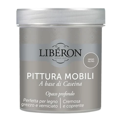 Offerta a tempo: Libéron Pittura Mobili a base di Caseina Grigio Feltro 0.5 L - 33% da 20.90 € a 13.90 €