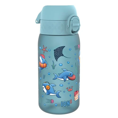 Limited-time offer: Ion8 Kids Water Bottle, 350 ml/12 oz, Leak Proof, Easy to Open, Secure Lock, Dishwasher Safe, BPA Free, Carry Handle, Hygienic Flip Cover, Easy Clean, Odour Free, Carbon Neutral, Blue, Sharks from 12.99 £ to 8.50 £ (save 35%)