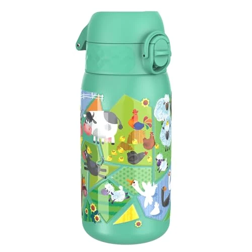 Oferta ograniczona: ION8 Butelka na Wodę dla Dzieci ze Lekki Stali, 400 ml/13 oz, Nieocieplany, Szczelna, Łatwa do Otwarcia, Bezpieczny Zamek, Można Myć w Zmywarce, Składany Uchwyt, Zwierzęta Gospodarskie z 72.99 EUR na 72.99 EUR (znizka 0%)