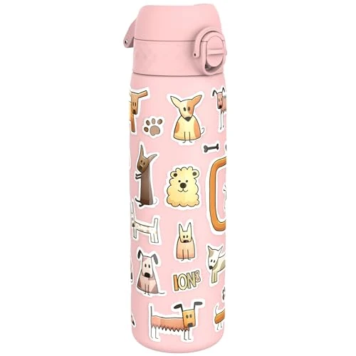 ION8 Butelka na Wodę ze Lekki Stali, 600 ml/20 oz, Nieocieplany, Szczelna, Łatwe Otwieranie, Bezpieczny Zamek, Można Myć w Zmywarce, Higieniczne Pokrycie, Składany Uchwyt, Psy
