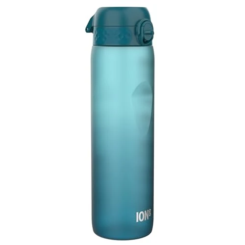 Offerta a tempo: Ion8 Borraccia 1 Litro con Orari per Bere, a Prova di Perdite, Facile da Aprire, Serratura Sicura, Maniglia per il Trasporto, Lavabile in Lavastoviglie, Palestra e Fitness,Verde Petrolio e Blu - 17% da 21.99 € a 18.18 €