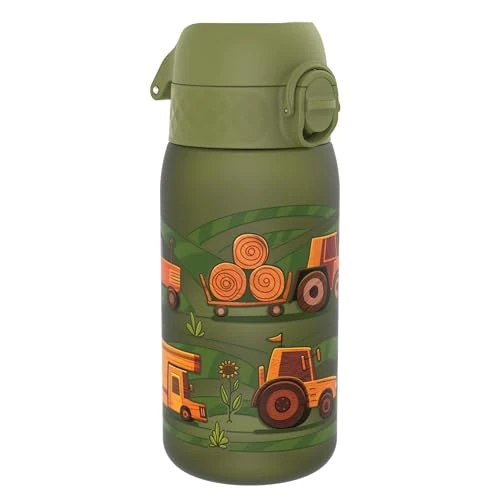 Limited offer: ION8 Kids Water Bottle,350 ml/12 oz, Leak Proof, Easy to Open, Secure Lock, Dishwasher Safe, BPA Free, Carry Handle, Hygienic Flip Cover, Easy Clean, Odour Free, Carbon Neutral, Green,Farming Machines from 12.99 EUR to 11.04 EUR (save 15%)