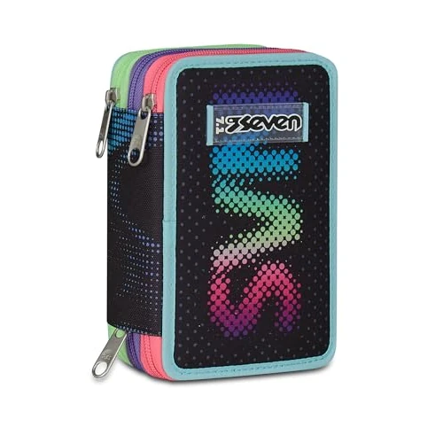 Oferta limitada: Seven Estuche Escolar con 3 Cremalleras, Negro Fucsia, portalápices Triple Compartimento Completo con bolígrafos, lápices, Colores, Accesorios de Mochila, Escuela Primaria, niña de 17.49 € a 17.49 € (ahorro 0.00%)