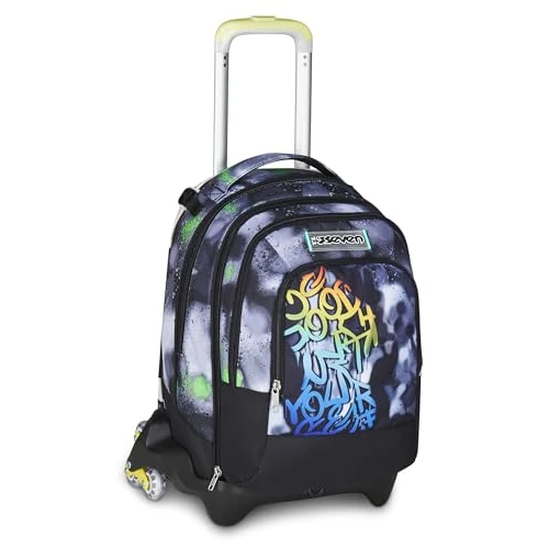 Zeitlich begrenztes Angebot: Seven Jack Detach Schulranzen mit Rollen, 37 Liter, Doppelfach, Schulrucksack mit Trinkflaschenfach, 3 in 1 multifunktional, versteckbare Schultergurte, Schule und Freizeit, Mädchen und Jungen, grün von 129.90 € auf 129.90 € (