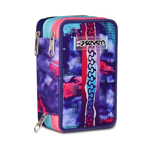 Offre limitée : Seven Trousse Scolaire 3 Zip, Violet, Porte-Stylo Triple Compartiment Complet avec Stylets, Crayons, Couleurs, Accessoires Sac à Dos, école Primaire, Fille de 29.41 € à 29.41 € (0.00% de remise)