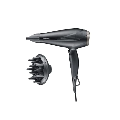 Offerta a tempo: SEVERIN Asciugacapelli Professionale con Tecnologia Ionica,Motore AC a Lunga Durata,Anticrespo, 3 Livelli di Temperatura e 2 Velocità, Include Diffusore e Concentratore,Cavo 2,8m, 2300 W, Nero-HT 0167 - 60% da 49.99 € a 19.99 €