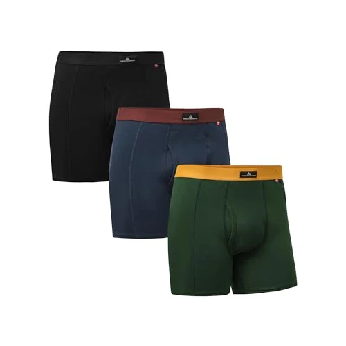 Offerta a tempo: DANISH ENDURANCE Boxer Uomo Cotone Elasticizzato Premium, Mutande Intimo Traspirante, 3 Paia Multicolore (1xNero, 1xVerde/Arancione, 1xBlu Navy/Bordeaux) Apertura Frontale 3XL - 43% da 36.95 € a 20.95 €